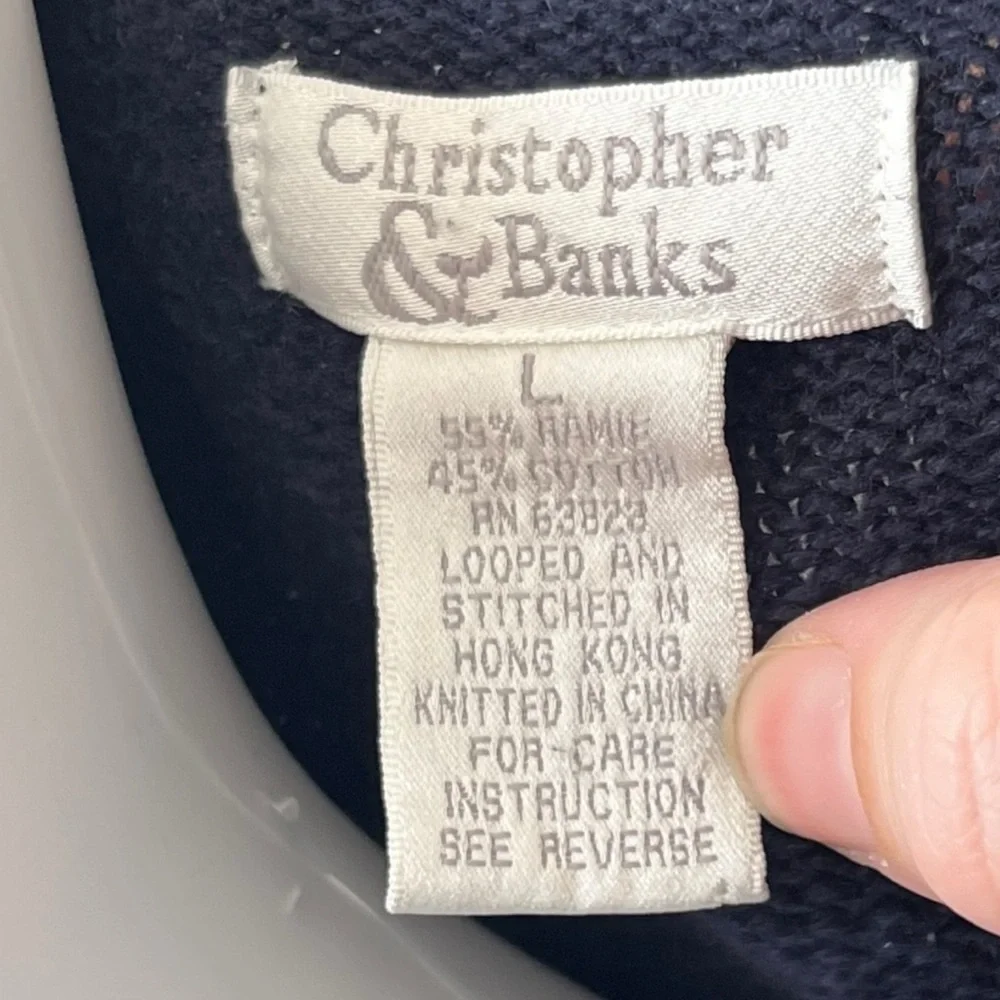 Vintage Y2K Knit Sweater Navy Blue Moose Moon Outdoor Womens Size Large L - Picture 7 of 10